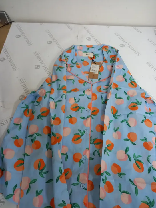 HUSH MEDIUM ISLA PRINTED COTTON PYJAMA SET APRICOT BLUE/ORANGE