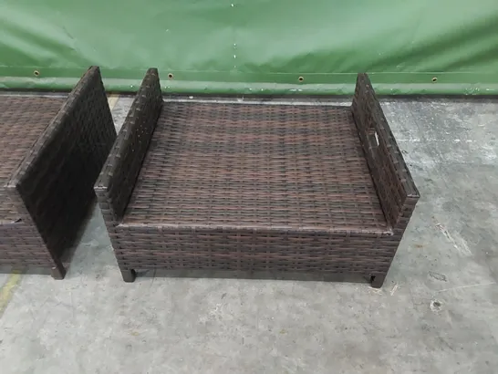 3 X CHOCOLATE MIX RATTAN FOOTSTOOLS 