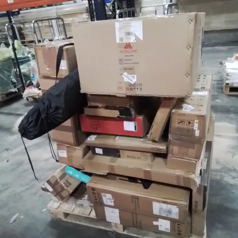 PALLET CONTAINING VARIOUS ASSORTED ITEMS TO INCLUDE:COMPUTER MONITOR, TV STAND, ROLLATOR AND LOTS MORE BOXED ITEMS 