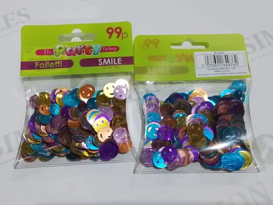 LOT OF 144 BRAND NEW 14G PACKS OF METALLIC SMILE CONFETTI IN ASSORTED COLOURS 