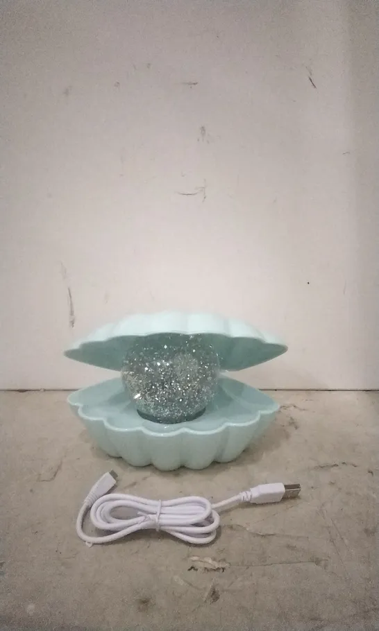 BOXED SENSE AROMA CLAM GLITTER PEARL COLOUR CHANGING LED LAMP (MINT) 