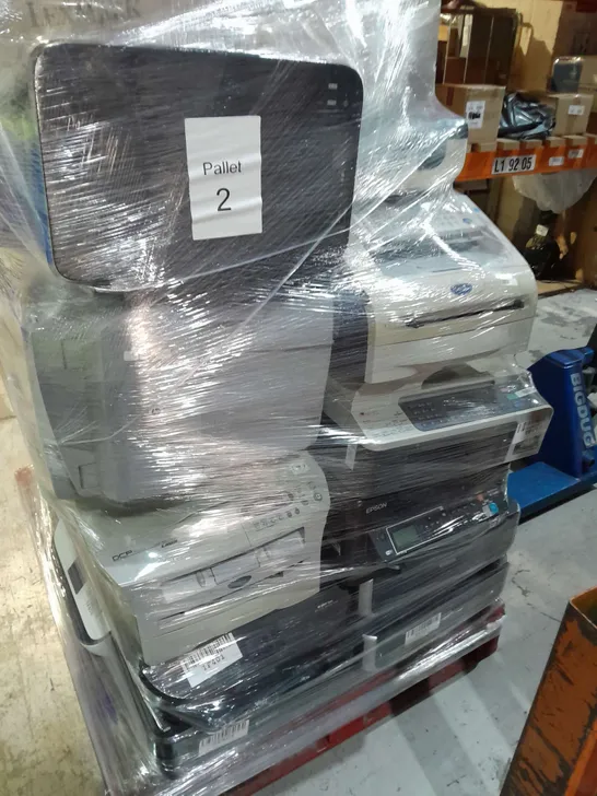 PALLET OF APPROXIMATELY 35 ASSORTED ESPON WF-3620 PRINTERS , HP PRINTERS AND BROTHER FAX 1360 , ETC - COLLECTION ONLY 