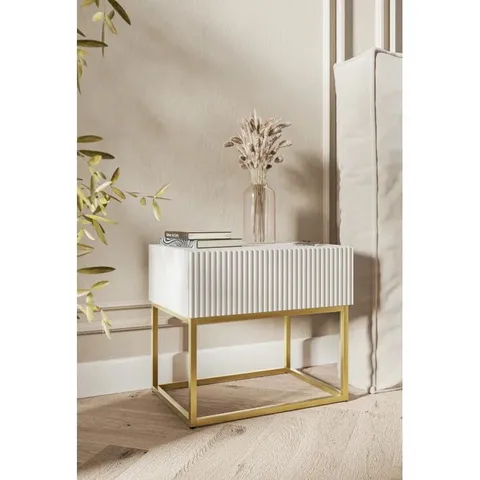 BOXED ATAHAN STEEL BEDSIDE TABLE 