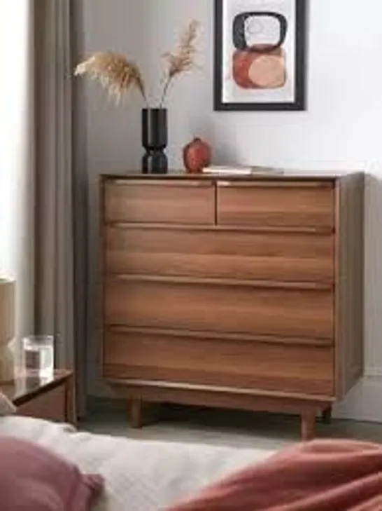 BOXED MARCEL 2+3 DRAWER CHEST IN WALNUT - 1OF1