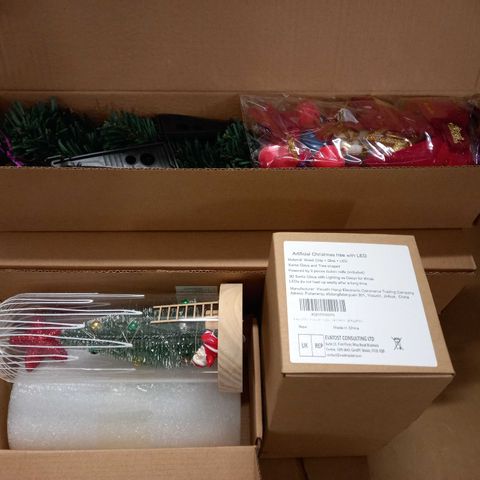 LOT OF 7 BOXED SEASONAL ITEMS INCLUDE 24" MINI TREE AND LED TREE IN GLASS JAR