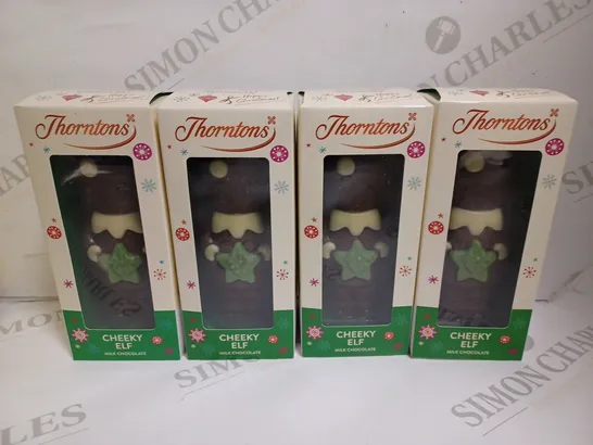 4 X BOXED THORNTON'S CHEEKY ELF MILK CHOCOLATE FIGURES 