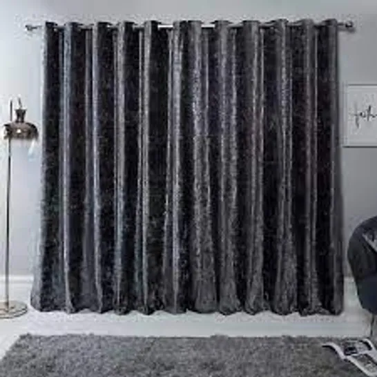 SIENNA CRUSHED VELVET CHARCOAL CURTAINS 