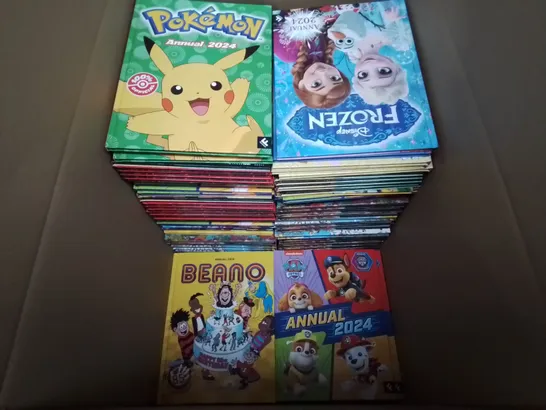 LARGE QUANTITY OF ASSORTED 2024 ANNUALS TO INCLUDE POKEMON,FROZEN, BEANO AND PAW PATROL