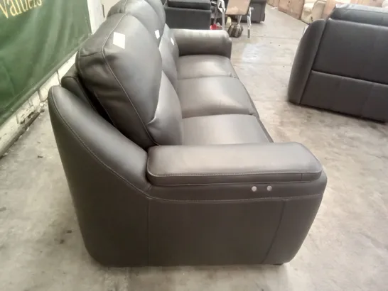 QUALITY ITALIAN DESIGNER PARMA NEW ELECTRIC RECLINER LARGE 3 SEATER SOFA - DARK GREY LEATHER 