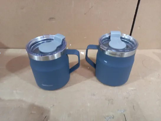 LOCK & LOCK SET OF INSULATED STAINLESS STEEL MUGS - NAVY/GREY