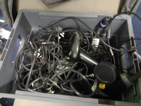 LARGE QUANTITY OF ASSORTED ELECTRICAL PRODUCTS AND ACCESSORIES TO INCLUDE SCANNERS, EARPHONES, CABLES, ETC