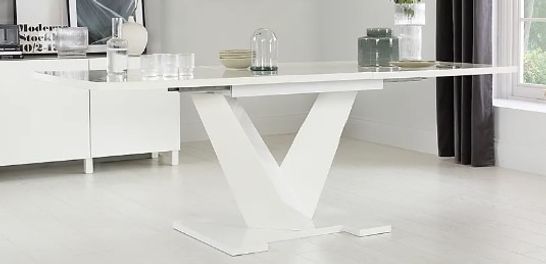 TURIN WHITE HIGH GLOSS EXTENDING DINING TABLE (1 BOX)