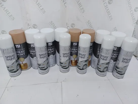 APPROXIMATELY 14 ASSORTED AEROSOLS TO INCLUDE 151 MULTIPURPOSE SPRAY PAINT WHITE MATT FINISH (400ml), AUTO EXTREME SPRAY PAINT WHITE GLOSS (250ml), 151 MULTIPURPOSE SPRAY PAINT CHAMPAGNE GOLD (400ml) 