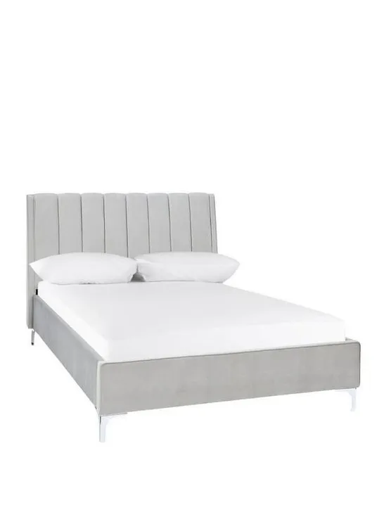 BOXED GRADE 1 PHOEBE GREY VELVET DOUBLE BED FRAME (1 OF 2 BOXES ONLY) RRP £559.99