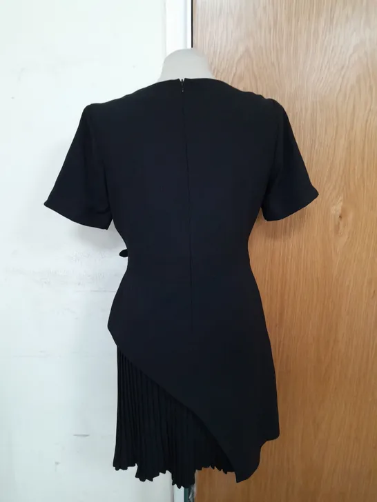 KAREN MILLEN TAILORED MILITARY PLEATED SHORT SLEEVE MINI DRESS IN BLACK SIZE 12