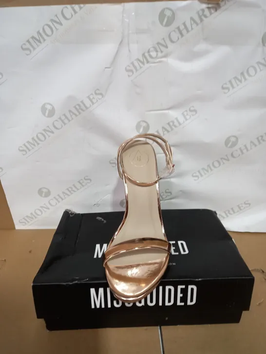 PAIR OF BOXED MISSGUIDED BASIC BARELY ROSE GOLD HIGH HEELS SIZE 7