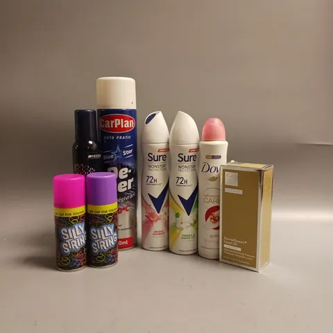APPROXIMATELY 15 ASSORTED AEROSOLS TO INCLUDE SURE DEODERANT, CARPLAN DE-ICER, INDOLA COLOUR STYLE MOUSSE ETC COLLECTION ONLY