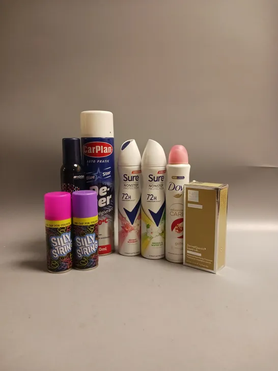 APPROXIMATELY 15 ASSORTED AEROSOLS TO INCLUDE SURE DEODERANT, CARPLAN DE-ICER, INDOLA COLOUR STYLE MOUSSE ETC COLLECTION ONLY