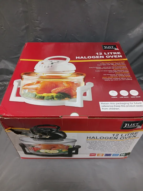 BOXED JUST ESSENTIALS 12 LITRE HALOGEN OVEN