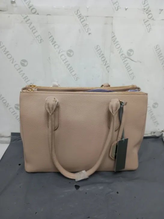 RUTH LAMGSFORD BEIGE FAUX LEATHER HANDBAG 