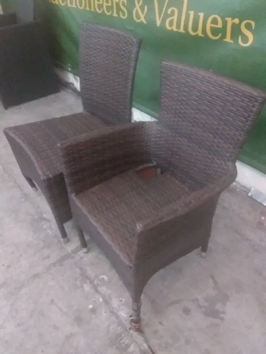 X2 RATTAN EFFECT GARDEN CHAIRS BROWN