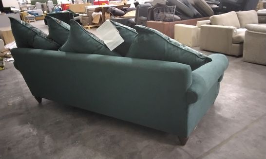 QUALITY BRITISH DESIGNER LOUNGE CO. BRONWYN 4 CURLY KALE FABRIC SEATER SOFA WITH SCATTER BACK CUSHIONS