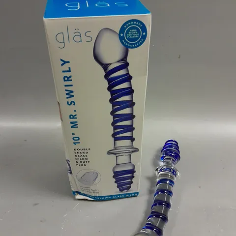 BOXED GLÄS MR. SWIRLY GLASS DOUBLE ENDED DILDO & BUTT PLUG 