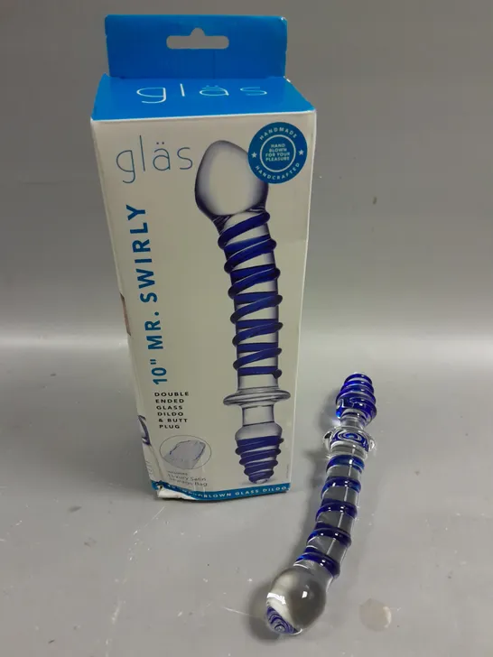 BOXED GLÄS MR. SWIRLY GLASS DOUBLE ENDED DILDO & BUTT PLUG 