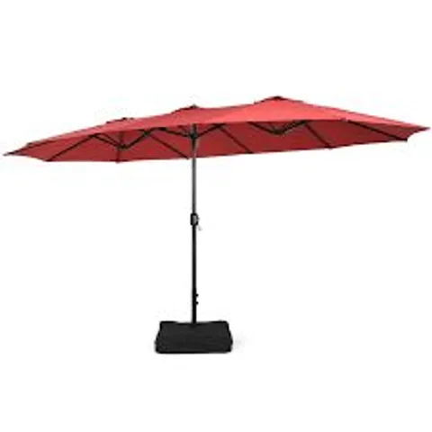 BOXED COSTWAY 15FT PATIO DOUBLE SIDED MBRELLA MARKET OUTDOOR UMBRELLA - WINE