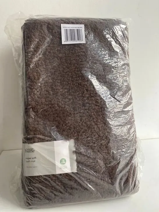 BOX OF 24 X BRAND NEW SUPER SOFT BROWN BATH MAT - 50x80CM