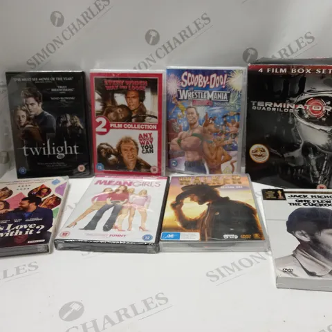 BOX OF DVD'S TO INCLUDE MEAN GIRLS AND TWILIGHT