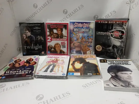 BOX OF DVD'S TO INCLUDE MEAN GIRLS AND TWILIGHT