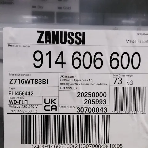 ZANUSSI Z716WT83BI WASH AND DRYER RRP £709.00