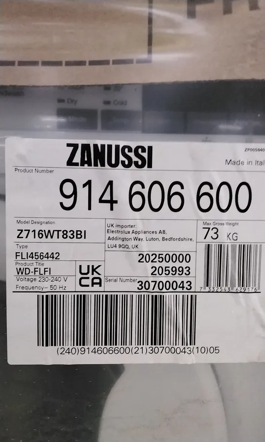 ZANUSSI Z716WT83BI WASH AND DRYER RRP £709.00