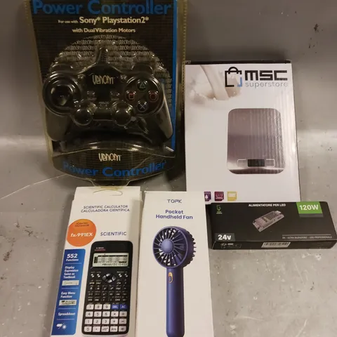 APPROXIMATELY 10 ASSORTED ELECTRICAL PRODUCTS TO INCLUDE DIGITAL SCALES, LED POWER SUPPLY, HANDHELD FAN ETC 