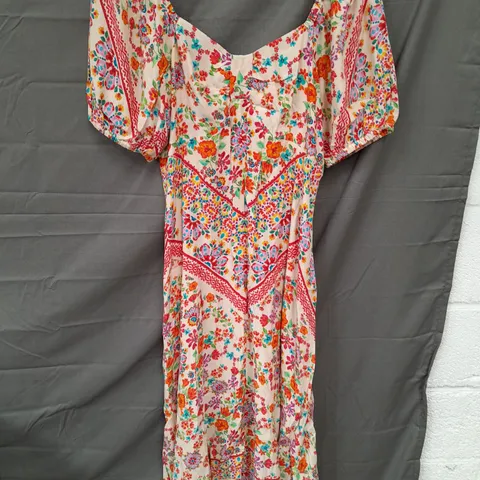 MONSOON GYPSY STYLE MAXI DRESS MULTI COLOURED FLORAL DESIGN SIZE 12