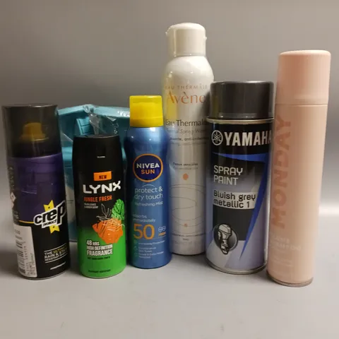 APPROXIMATELY 22 ASSORTED AEROSOLS TO INCLUDE YAMAHA SPRAY PAINT, NIVEA SUN SUNCREAM, LYNX DEODERANT ETC COLLECTION ONLY