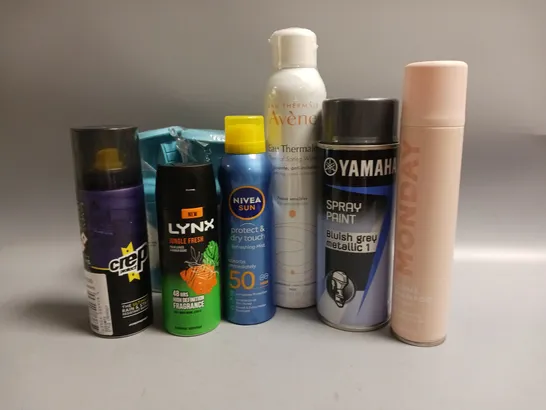 APPROXIMATELY 22 ASSORTED AEROSOLS TO INCLUDE YAMAHA SPRAY PAINT, NIVEA SUN SUNCREAM, LYNX DEODERANT ETC COLLECTION ONLY