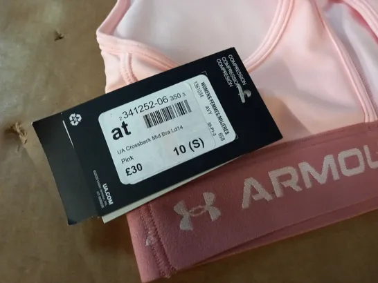 UNDER ARMOUR CROSSBACK MID BRA IN PINK - 10 (S)