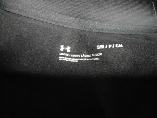 UNDER ARMOUR BLACK/LOGO FLEECE LINED FITNESS TOP - SMALL