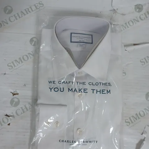 CHARLES TYRWHITT NON-IRON TWILL EXTRA SLIM FIT SHIRT IN WHITE SIZE 16/33IN