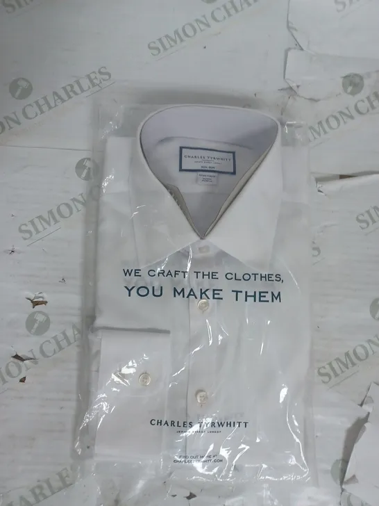 CHARLES TYRWHITT NON-IRON TWILL EXTRA SLIM FIT SHIRT IN WHITE SIZE 16/33IN