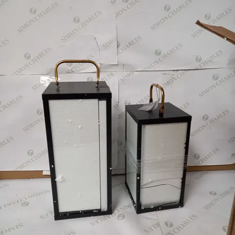 BUNDLEBERRY BY AMANDA HOLDEN SET OF 2 SQUARE LANTERNS WITH REMOVABLE LAMPS - BLACK