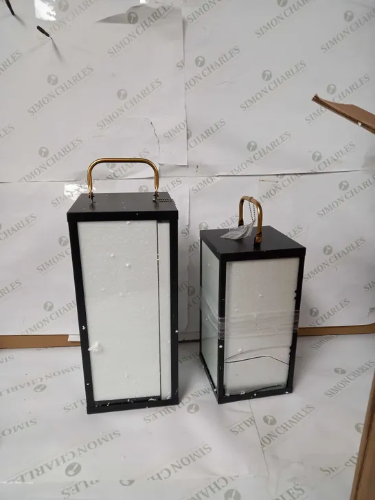 BUNDLEBERRY BY AMANDA HOLDEN SET OF 2 SQUARE LANTERNS WITH REMOVABLE LAMPS - BLACK