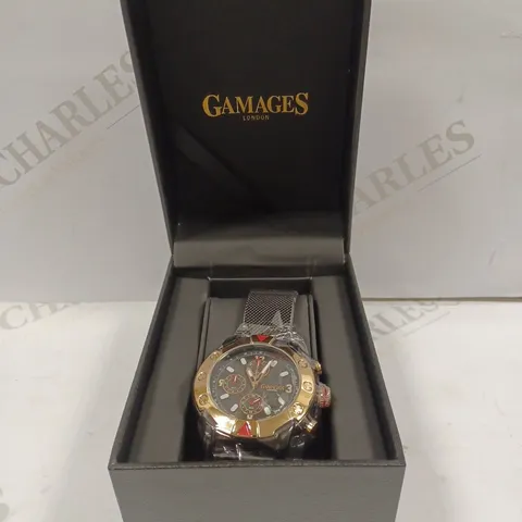 GAMAGES OF LONDON LIMITED EDITION HAND ASSEMBLED MECHANICAL QUARTZ INDUSTRIAL BLACK