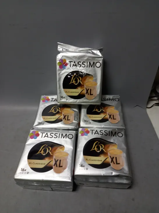 5 X SEALED TASSIMO L'OR XL CLASSIQUE COFFEE PACKS - 16 PER PACK 