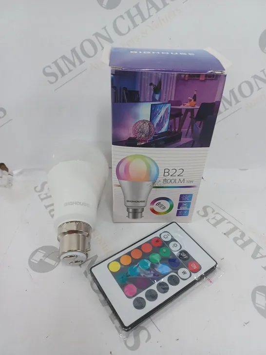 BOXED BIGHOUSE B22 RGB LIGHTBULB WITH REMOTE 