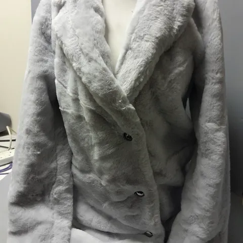 CENTIGRADE FAUX FUR JACKET WITH BUTTON FRONT IN GREY SIZE M