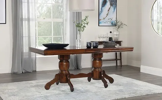 BOXED CHATSWORTH DARK WOOD 150-180CM EXTENDING DINING TABLE (2 OF 2 BOXES)