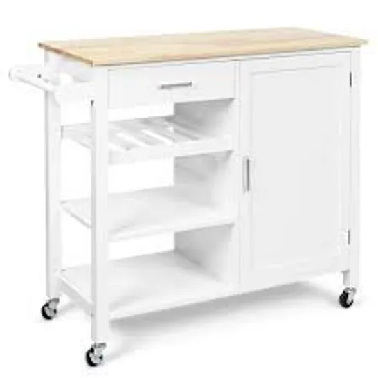 BOXED KITCHEN ISLAND CART ROLLING SERVING CART WOOD TROLLEY